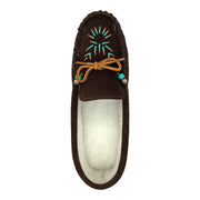 Women's Soft Sole Beaded Fleece Lined Suede Moccasins