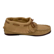 Women's Rubber Sole Moose Hide Leather Fringed Moccasins