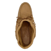 Women's Rubber Sole Moose Hide Leather Fringed Moccasins