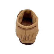 Women's Rubber Sole Moose Hide Leather Fringed Moccasins