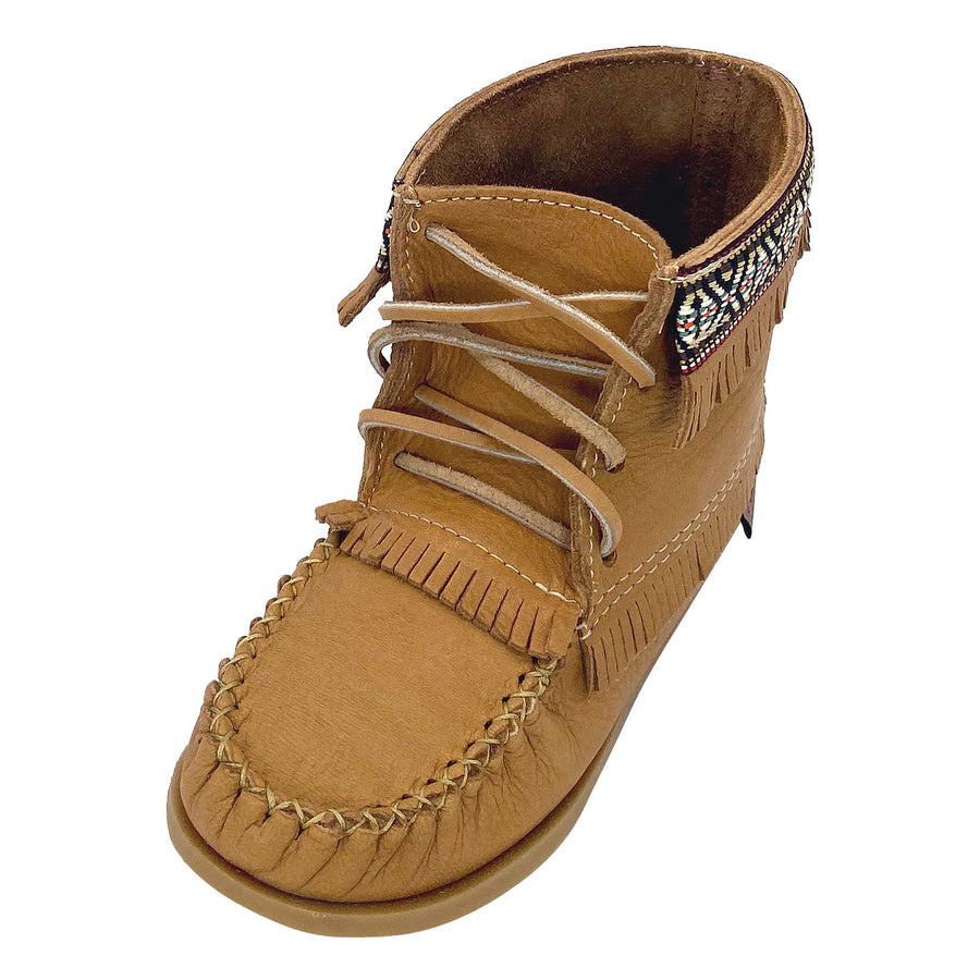 Women s Genuine Moosehide Leather Moccasin Boots with Stylish Fringe
