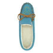 Women's Soft Sole Beaded Fleece Lined Suede Moccasins