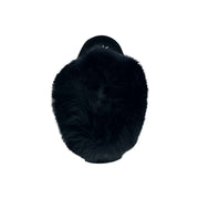 Women's Fleece Lined Rabbit Fur Black Suede Moccasins