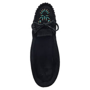 Women's Rubber Sole Black Beaded Moccasins