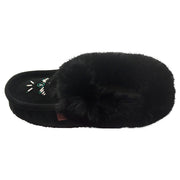 Women's Fleece Lined Rabbit Fur Rubber Sole Suede Moccasins