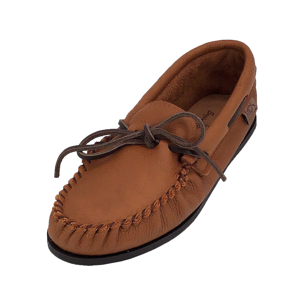 Women's Outdoor Rubber Sole Elk Hide Leather Moccasin Loafer Shoes