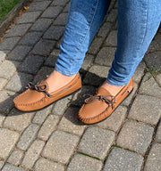 Women's Rubber Sole Elk Hide Leather Moccasins
