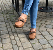 Women's Rubber Sole Elk Hide Leather Moccasins