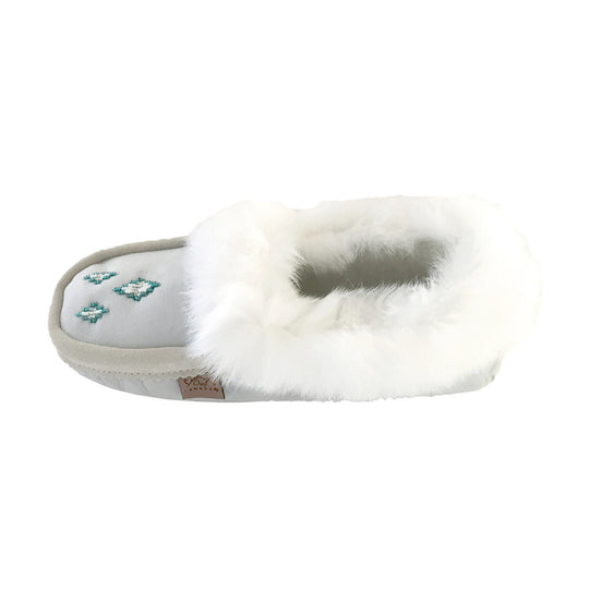 Women's White Sheepskin Suede Moccasins (Final Clearance 4, & 6 ONLY)
