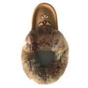 Women's Fleece Lined Rabbit Fur Rubber Sole Suede Moccasins