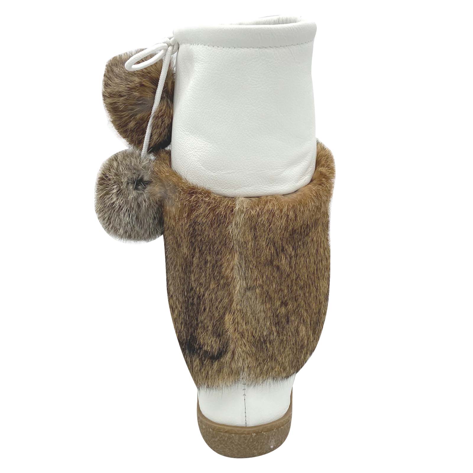 Women s 13 High Old Brown Leather Real Fur Mukluks Winter Boots Leather Moccasins
