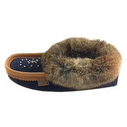 Women's Fleece Lined Rabbit Fur Suede Moccasins