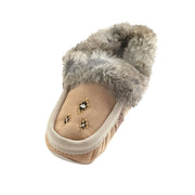 Women's Rabbit Fur Sheepskin Lined Suede Moccasins (Clearance)