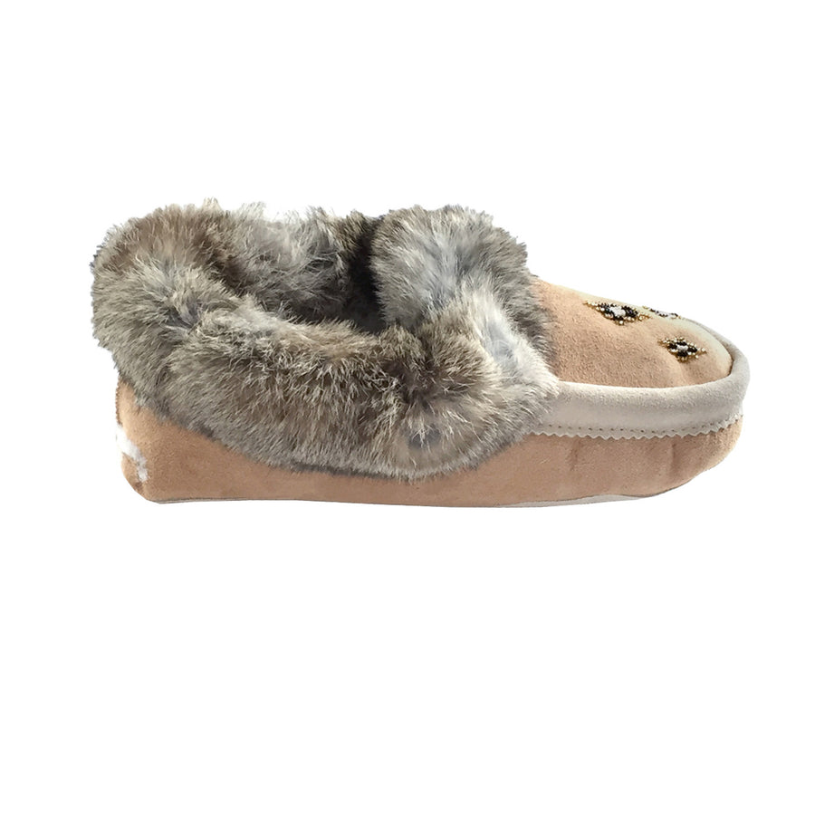 Women's Rabbit Fur Sheepskin Lined Suede Moccasins