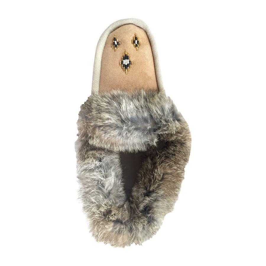 Women's Rabbit Fur Sheepskin Lined Suede Moccasins (Clearance)