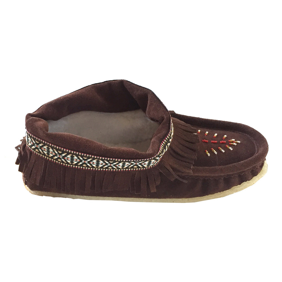 Women's Beaded Fringed Fleece Slippers With Crepe Sole