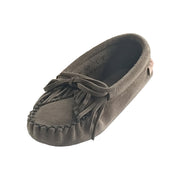Women's Fringed Soft Sole Gray Suede Moccasins