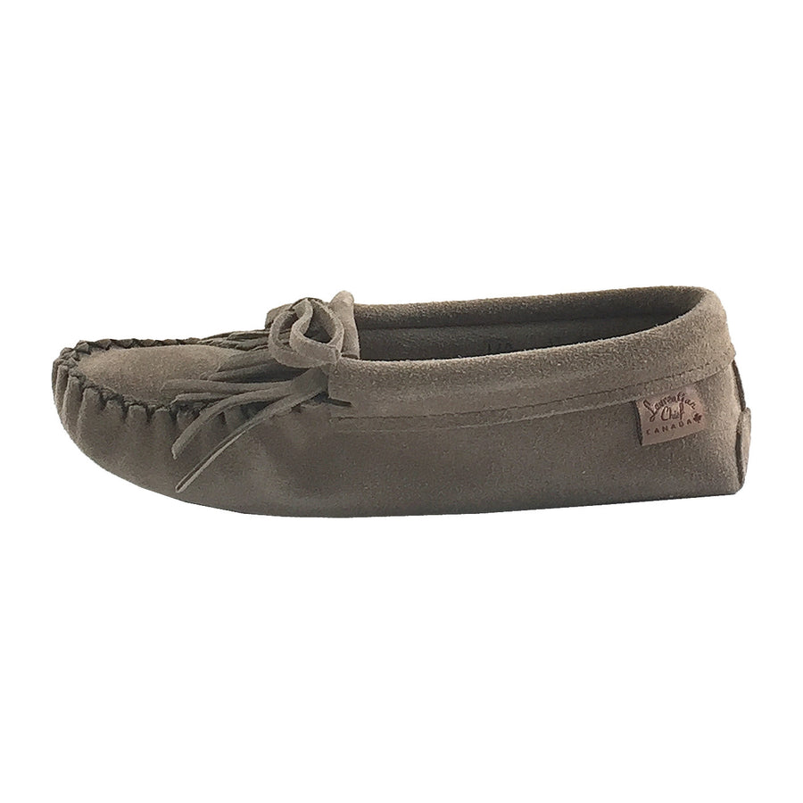 Women's Fringed Soft Sole Gray Suede Moccasins