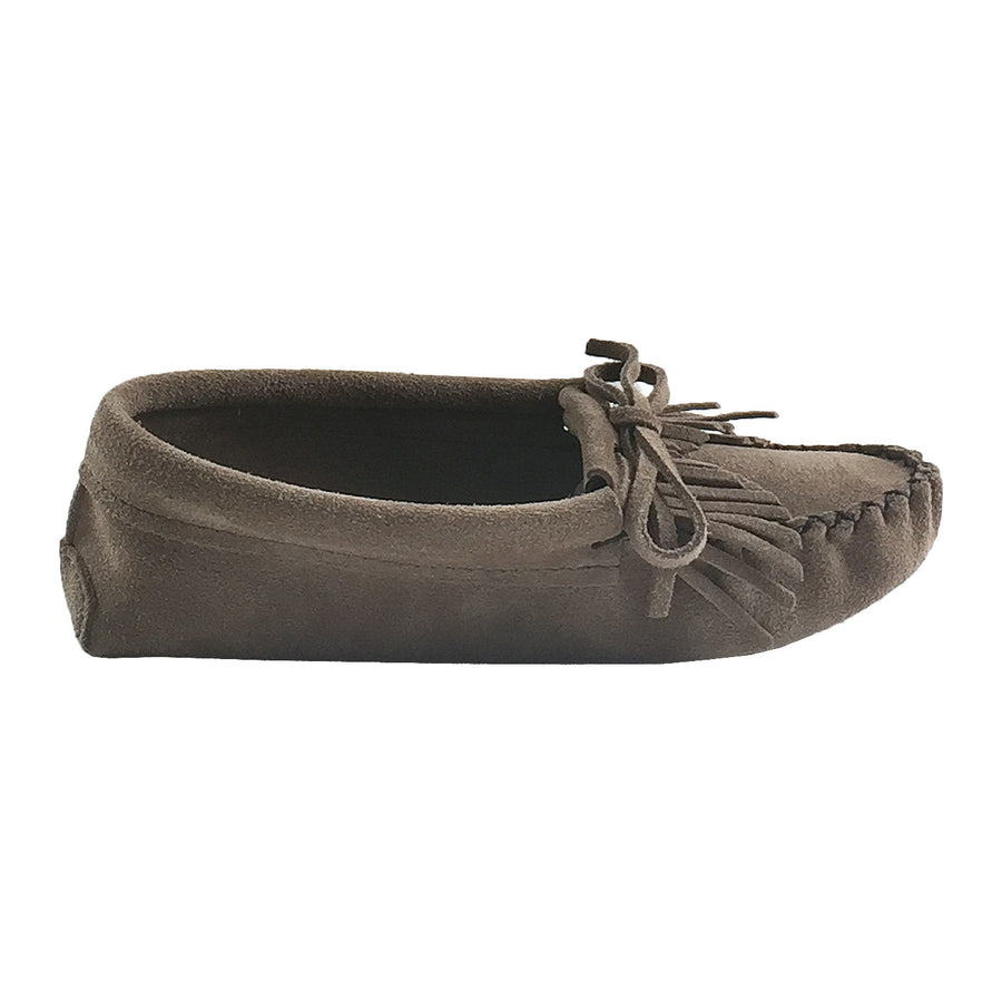 Women's Fringed Soft Sole Gray Suede Moccasins