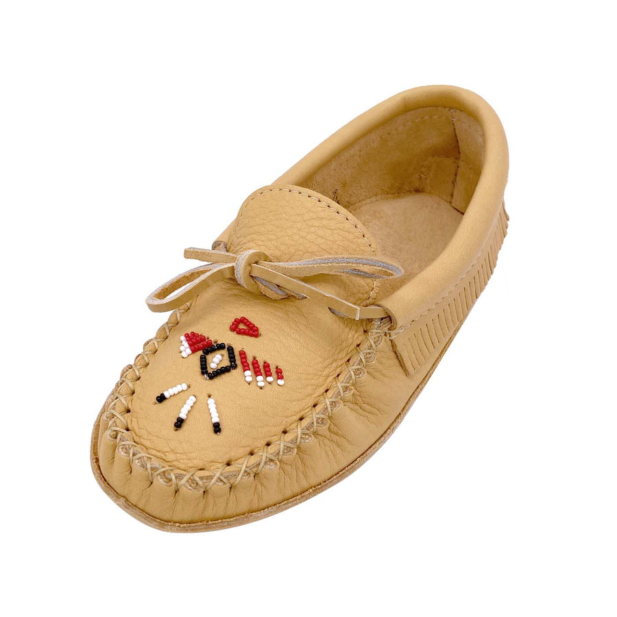 Women's Soft Sole Moose Hide Leather Beaded Moccasins